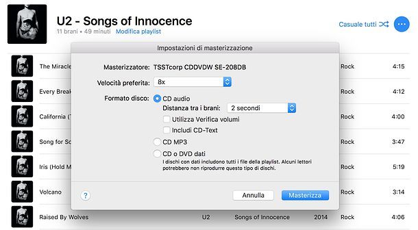 Come masterizzare un CD audio con Mac