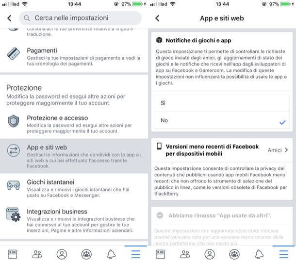 Inviti giochi e app su Facebook