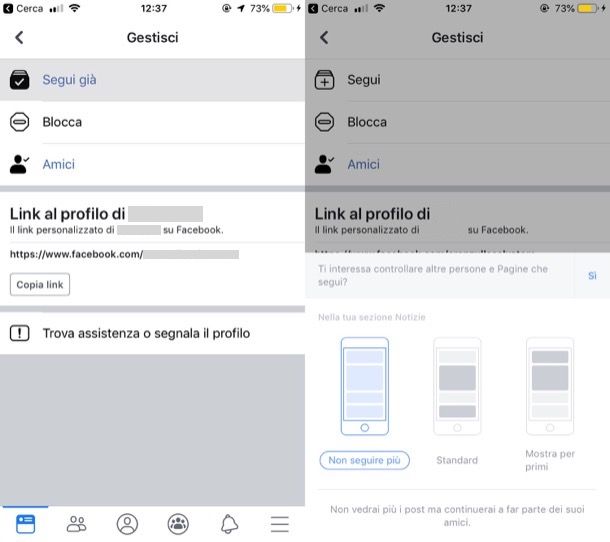 Smettere di seguire una persona su Facebook da smartphone e tablet