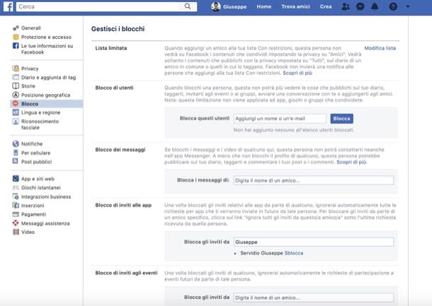Blocco di inviti a giochi ed eventi Facebook