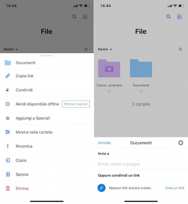 Come condividere file su Dropbox da iPhone