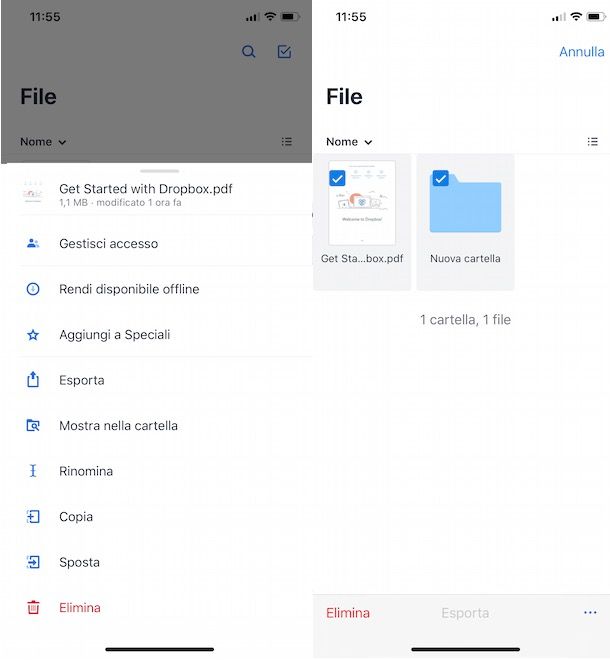 Eliminare file Dropbox