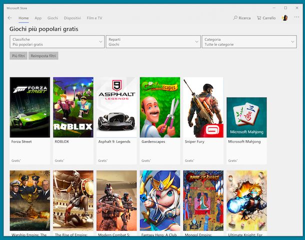 Microsoft Store giochi