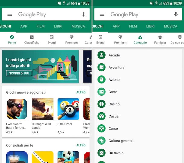 Play Store giochi