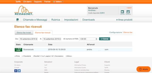 Ricevere fax gratis online