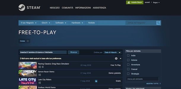 Giochi auto su Steam