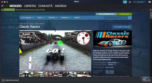 Giochi auto su Steam