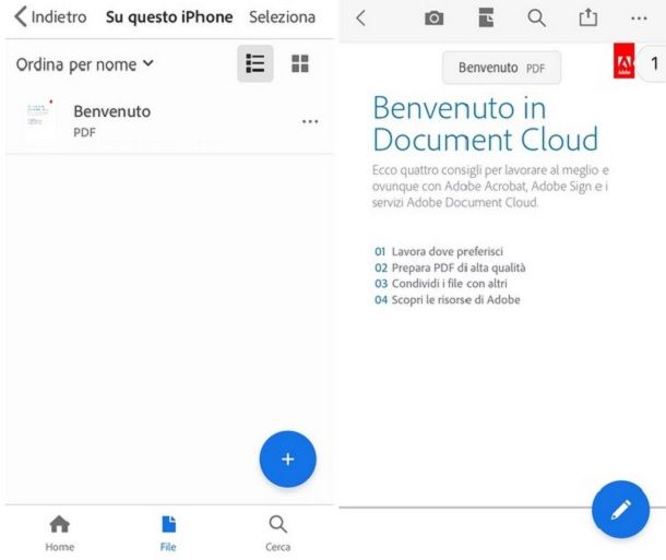 Applicazioni iPhone per produttività Adobe Acrobat Reader PDF