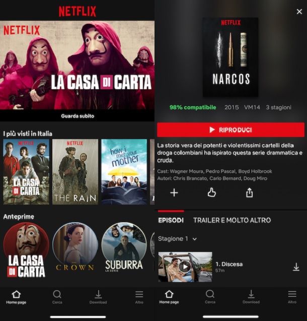 Applicazioni iPhone per contenuti multimediali Netflix
