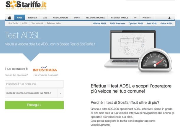 Test ADSL Infostrada