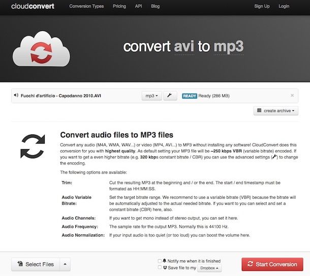 Convertitore video MP3