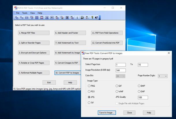 Convertire PDF in JPG