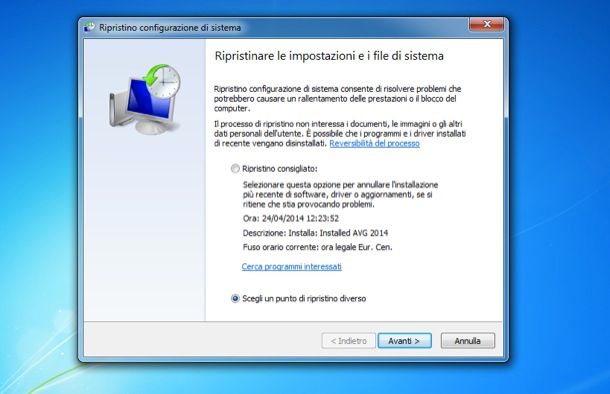 Ripristino Windows 7