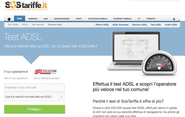 Speed test ADSL