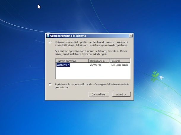 Ripristino Windows 7