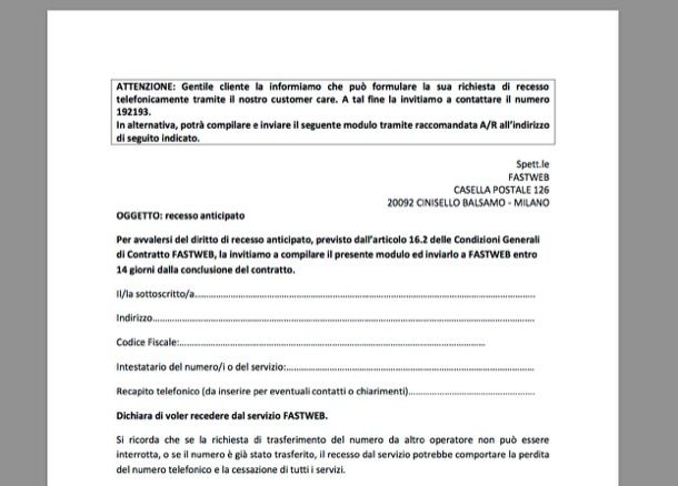 modulo disdetta fastweb pdf