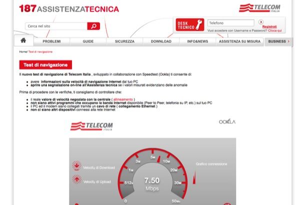 Test ADSL Telecom Italia