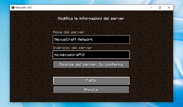 Entrare Server Minecraft Java