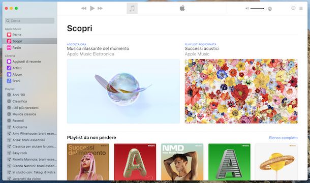 Apple Music applicazione Musica su macOS