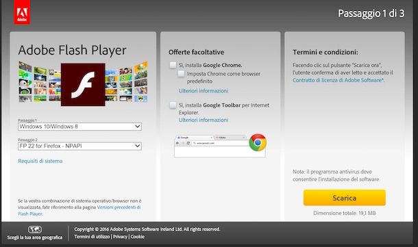 Aggiornamento Adobe Flash Player