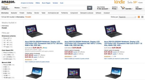 Notebook prezzi