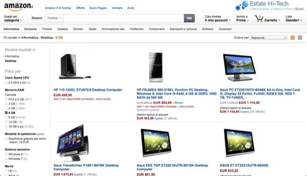 Computer desktop prezzi