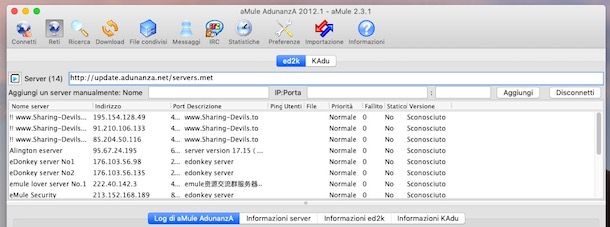 Server eMule AdunanzA