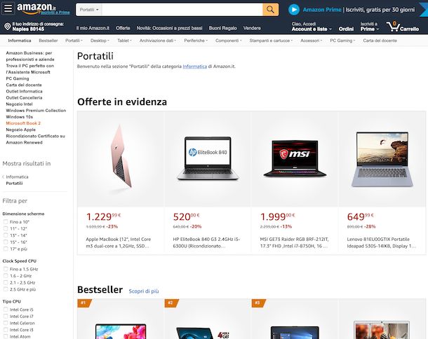 Notebook su Amazon