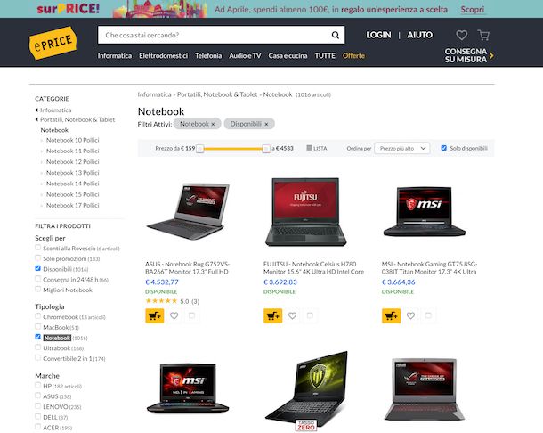 PC portatili offerte