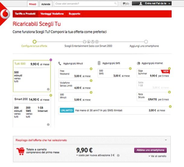 Tariffe Vodafone ricaricabile