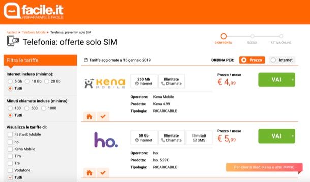 confronto tariffe cellulari