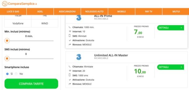confronto tariffe cellulari