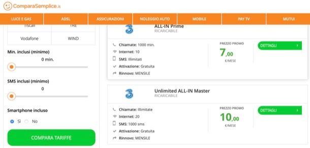 confronto tariffe cellulari