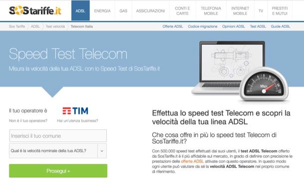 Speed Test ADSL Telecom Italia