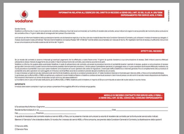 modulo disdetta vodafone casa
