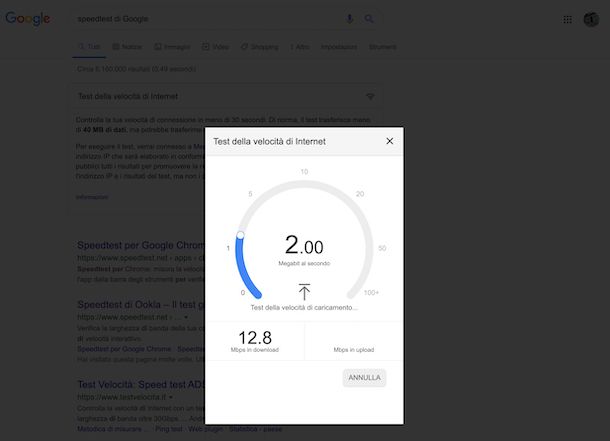 Speed test di Google
