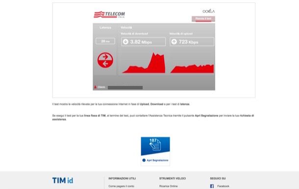 Speed Test ADSL Telecom Italia