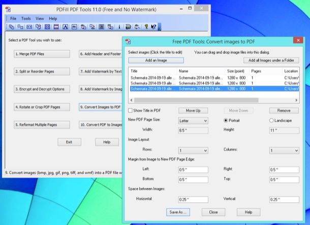 Trasformare immagini in PDF