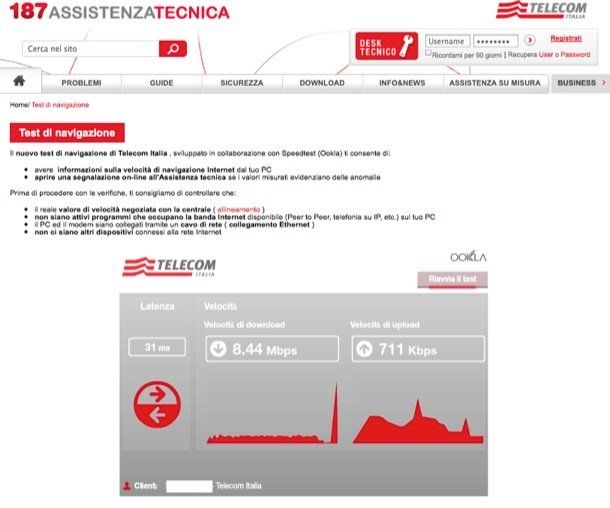 Verifica connessione ADSL