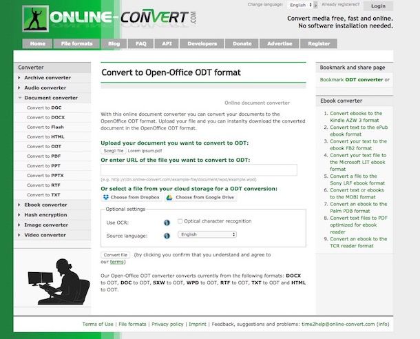 Convertire file PDF in ODT