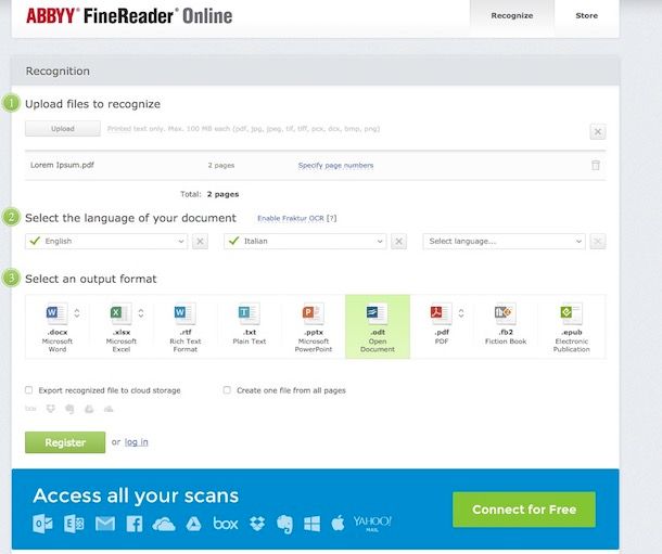 Convertire file PDF in ODT