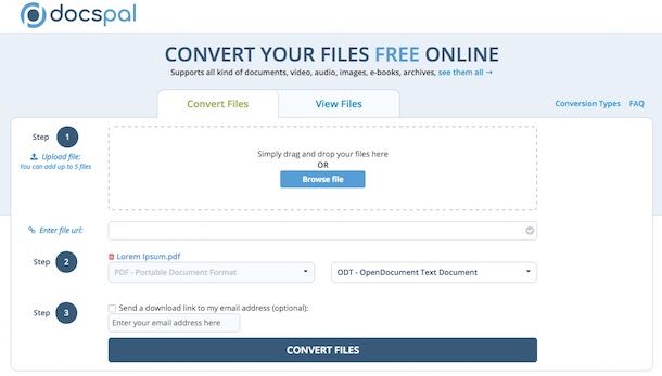 Convertire file PDF in ODT