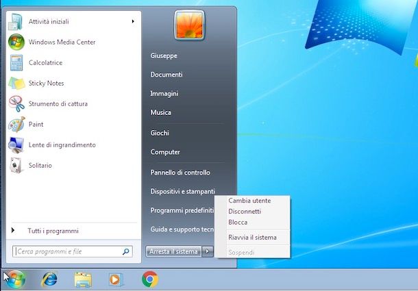 Windows 7 con ibernazione disattivata