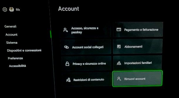 Come eliminare profilo Xbox Series S