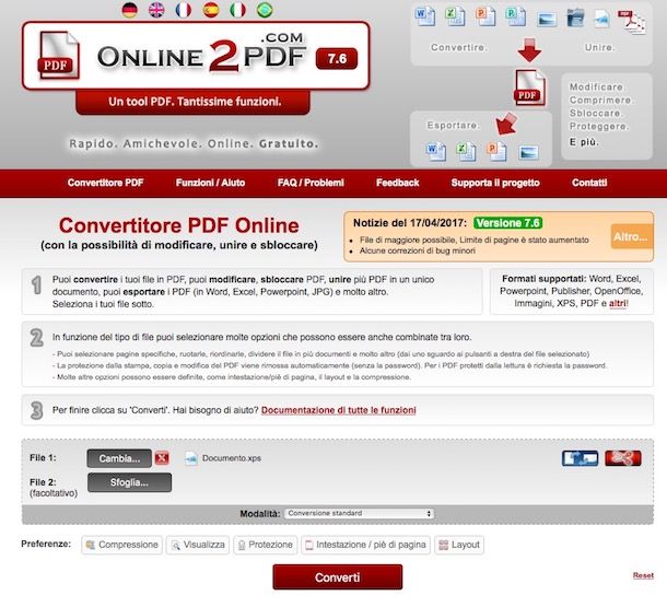 Come convertire XPS in PDF