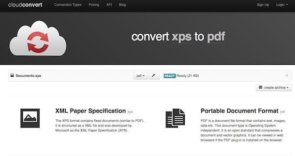 Come convertire XPS in PDF