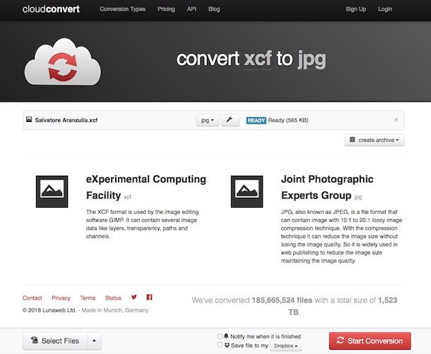 Come convertire XCF in JPG