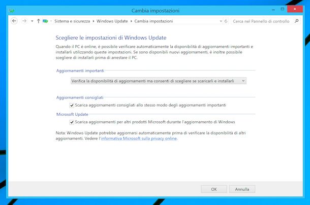 Windows Update su Windows 8