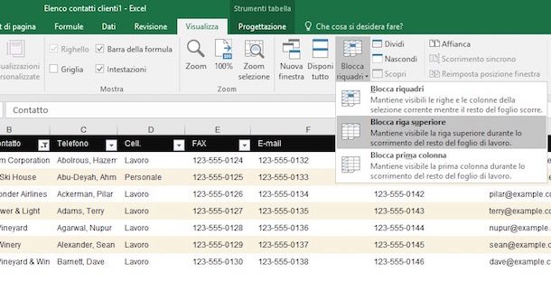 Come bloccare una riga Excel