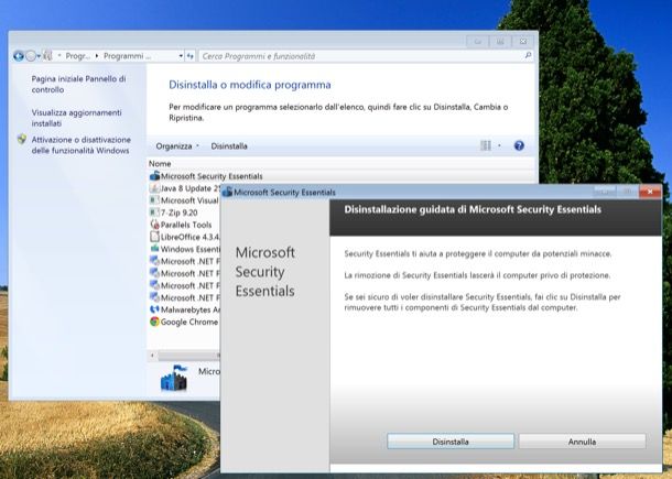 Come disinstallare MSE